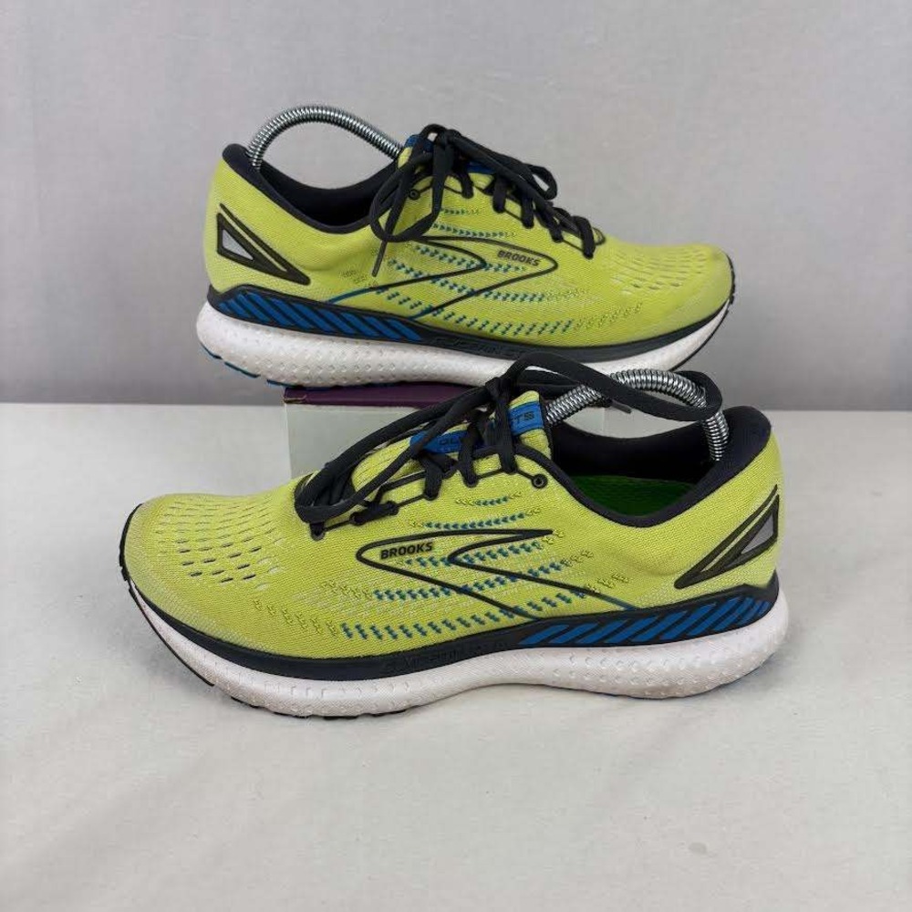 Brooks Glycerin 19 GTS Running Shoes Men's 9.5 Neon‎ Yellow Blue Athletic